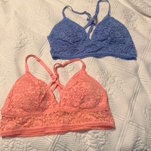 Xhilaration bralettes (2 sets) size Large coral & periwinkle